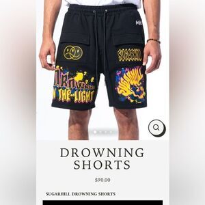 SUGARHILL Men’s Thick Cotton/Spandex Black Stretch Shorts Size M